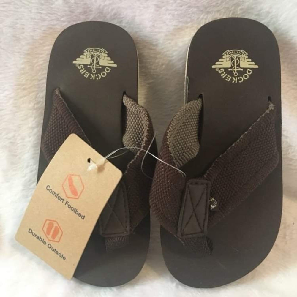 Dockers Flip Flop Sandals Kids Brown New Comfort Footbed Durable Outsole